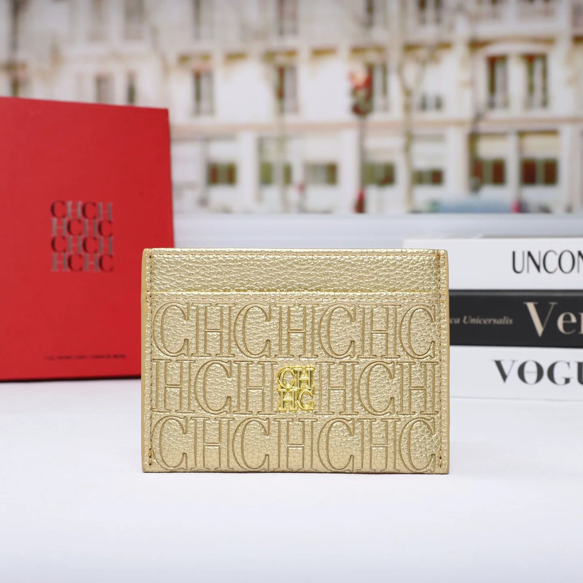 Porte-cartes classique  ultra-mince avec design lettre et texture cuir — photo 3