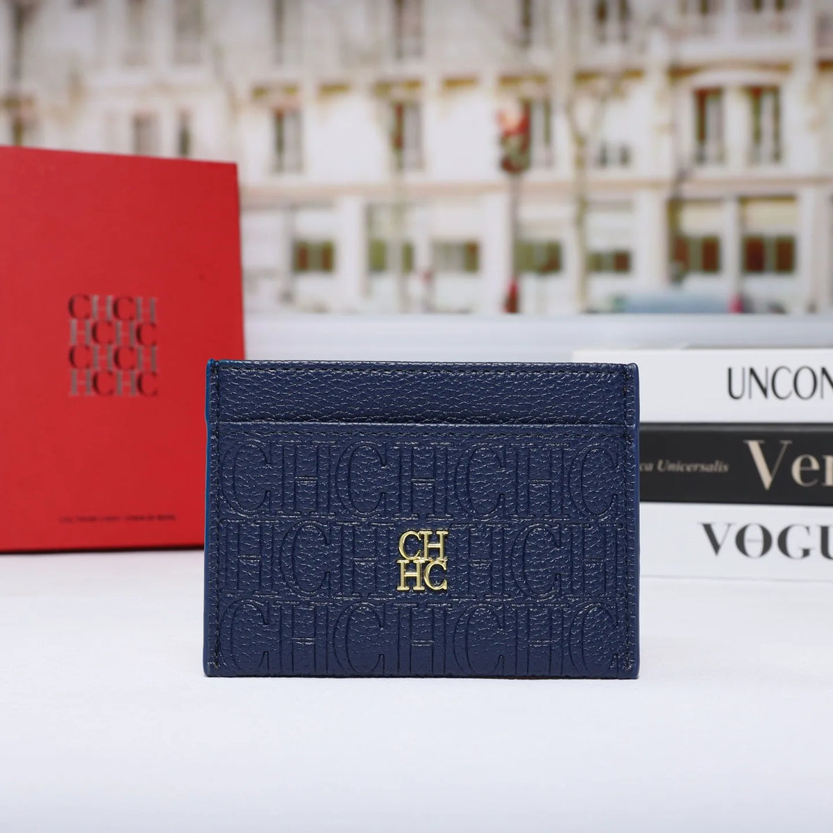 Porte-cartes classique  ultra-mince avec design lettre et texture cuir — photo 4