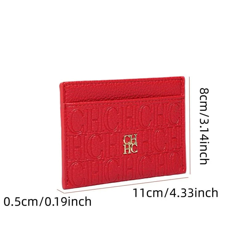 Porte-cartes classique  ultra-mince avec design lettre et texture cuir — photo 6