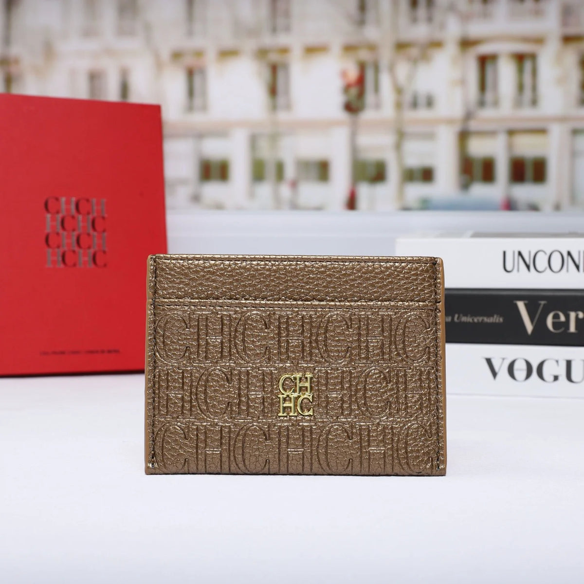 Porte-cartes classique  ultra-mince avec design lettre et texture cuir — photo 7
