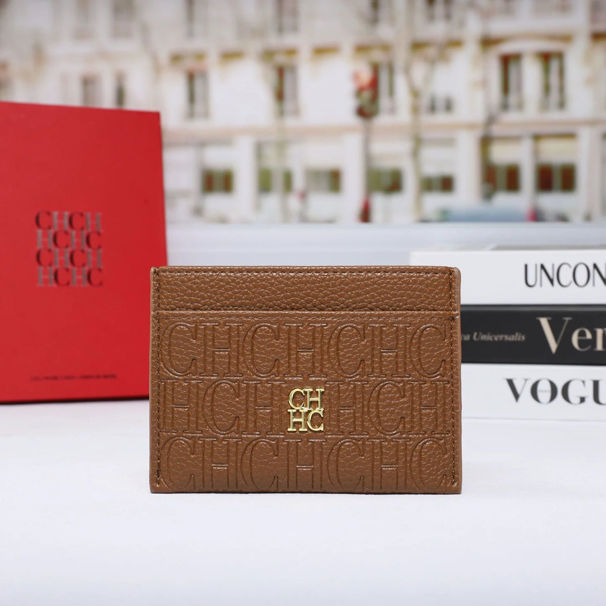 Porte-cartes classique  ultra-mince avec design lettre et texture cuir — photo 8