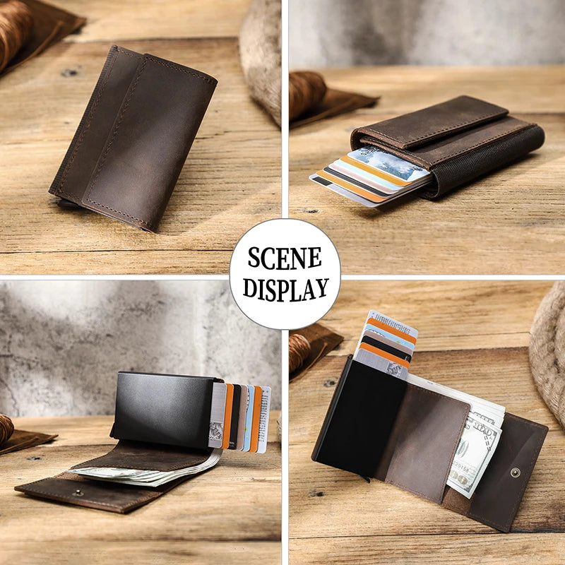Porte-Cartes en Cuir Crazy Horse - Sécurité Aluminium & Style Vintage — photo 3