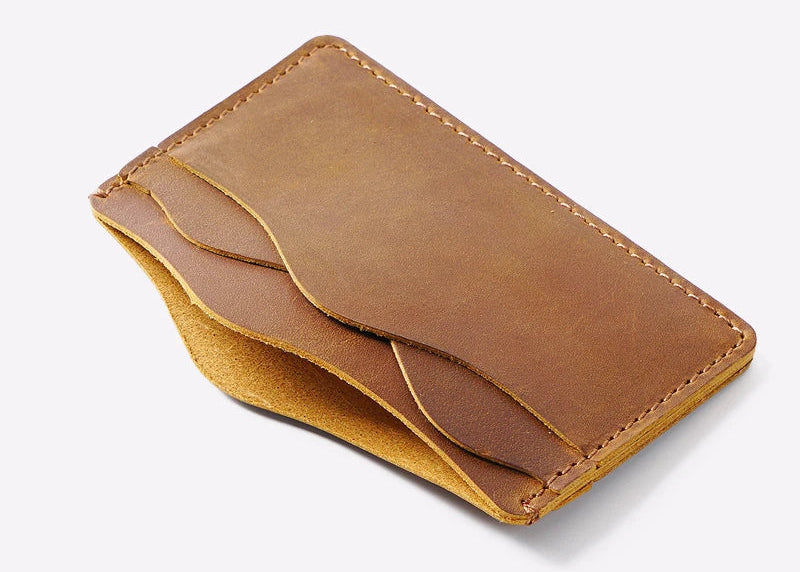 Porte-cartes en cuir véritable Crazy Horse avec 5 emplacements compact unisexe — photo 3