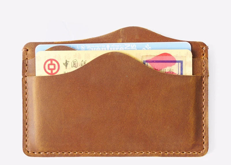 Porte-cartes en cuir véritable Crazy Horse avec 5 emplacements compact unisexe — photo 4