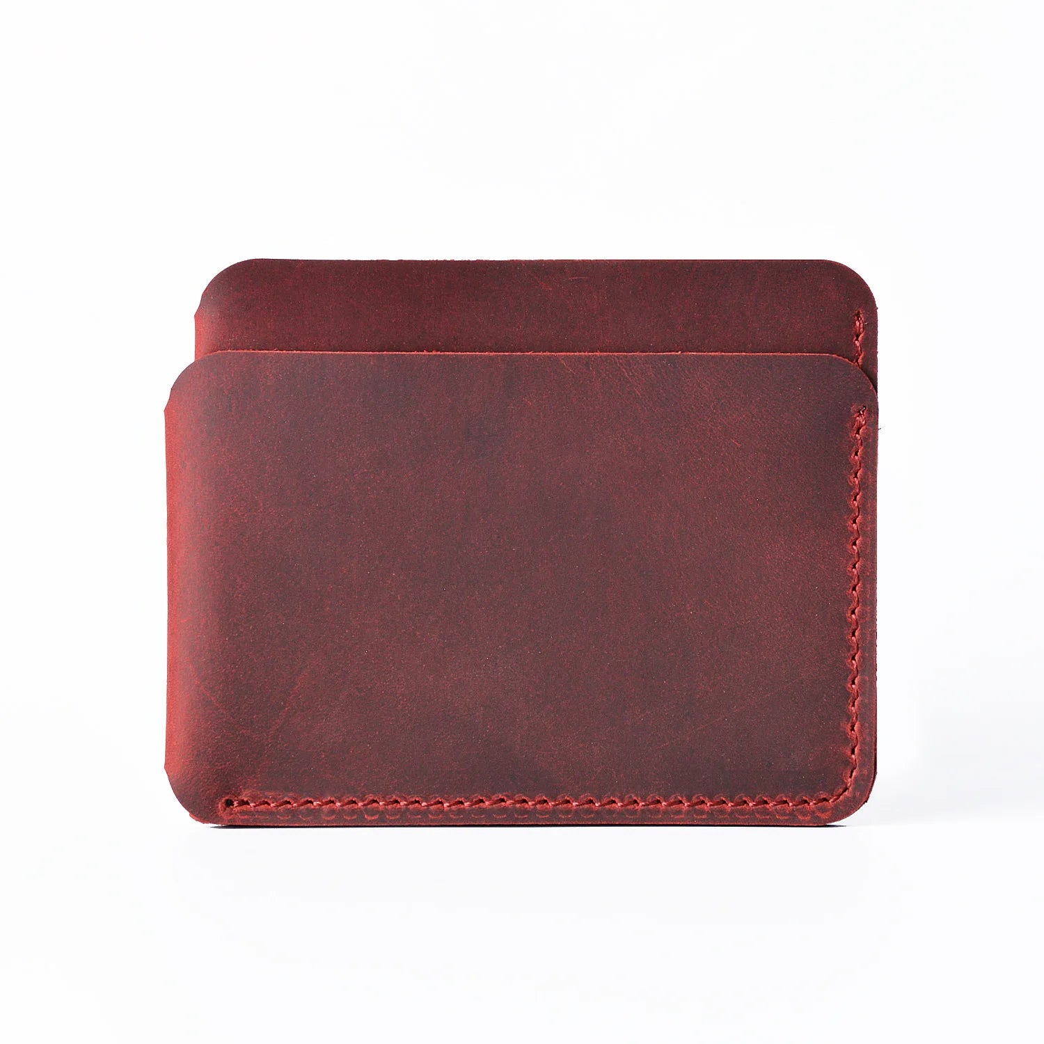 Porte-cartes slim en cuir véritable Crazy Horse compact avec 3 emplacements unisexe — photo 11 Image