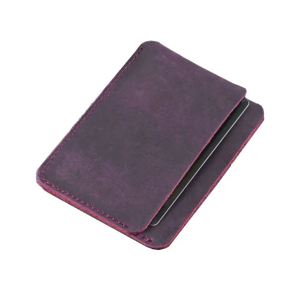 Porte-cartes slim en cuir véritable Crazy Horse compact avec 3 emplacements unisexe — photo 12