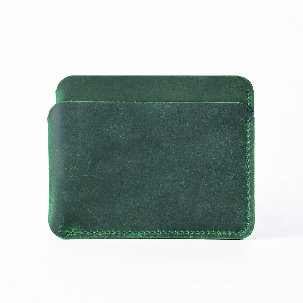 Porte-cartes slim en cuir véritable Crazy Horse compact avec 3 emplacements unisexe — photo 13