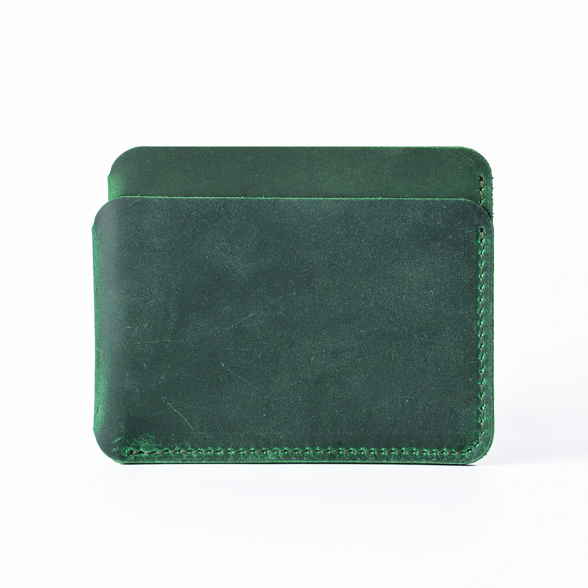 Porte-cartes slim en cuir véritable Crazy Horse compact avec 3 emplacements unisexe — photo 13