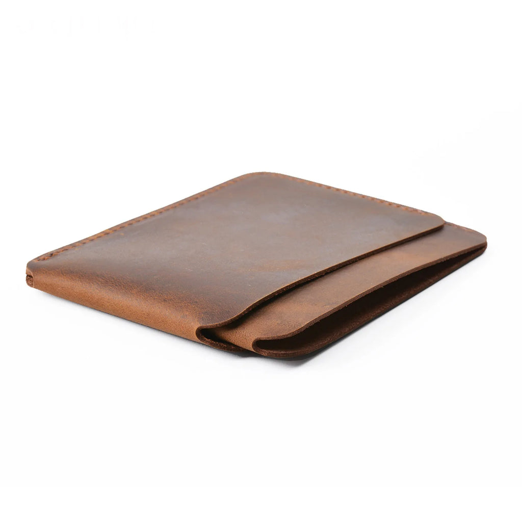 Porte-cartes slim en cuir véritable Crazy Horse compact avec 3 emplacements unisexe — photo 4