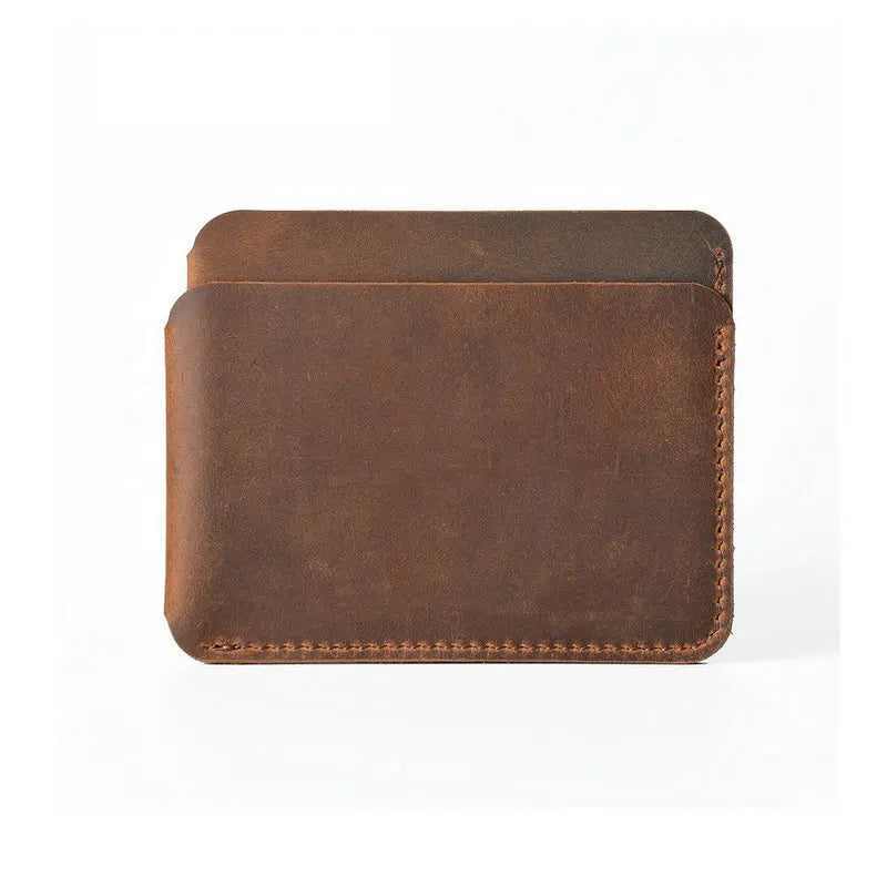 Porte-cartes slim en cuir véritable Crazy Horse compact avec 3 emplacements unisexe — photo 7