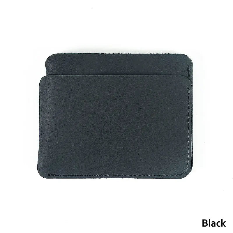 Porte-cartes slim en cuir véritable Crazy Horse compact avec 3 emplacements unisexe — photo 9