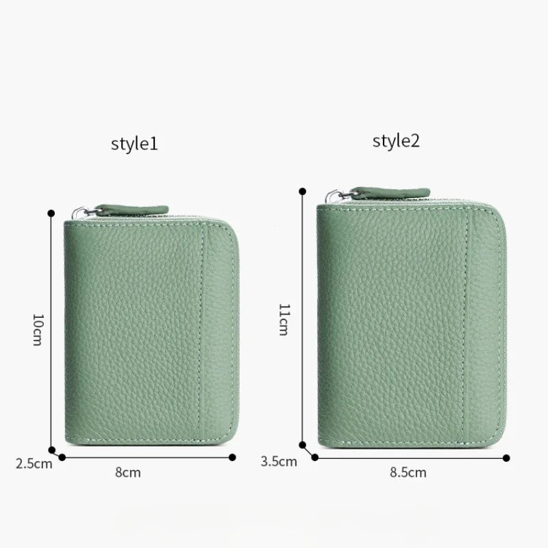 Portefeuille porte-cartes femme cuir véritable compact zippé anti-RFID 14/20 cartes — photo 5