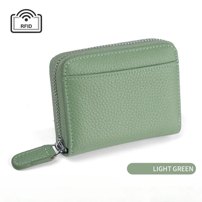 Portefeuille porte-cartes femme cuir véritable compact zippé anti-RFID 14/20 cartes — photo 6