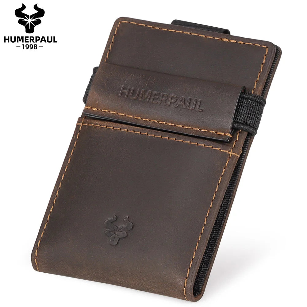 Portefeuille porte-cartes homme en cuir véritable compact avec clip et fermeture sécurisée — photo 2