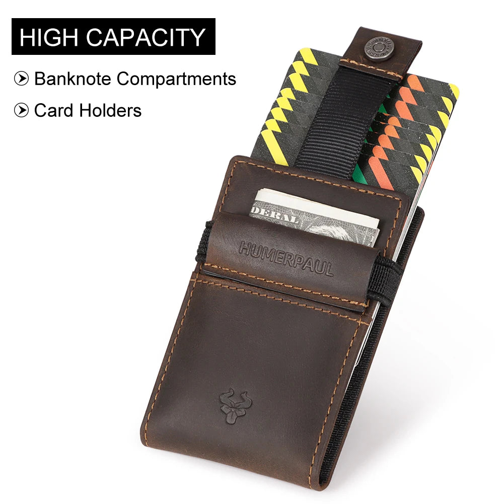 Portefeuille porte-cartes homme en cuir véritable compact avec clip et fermeture sécurisée — photo 5