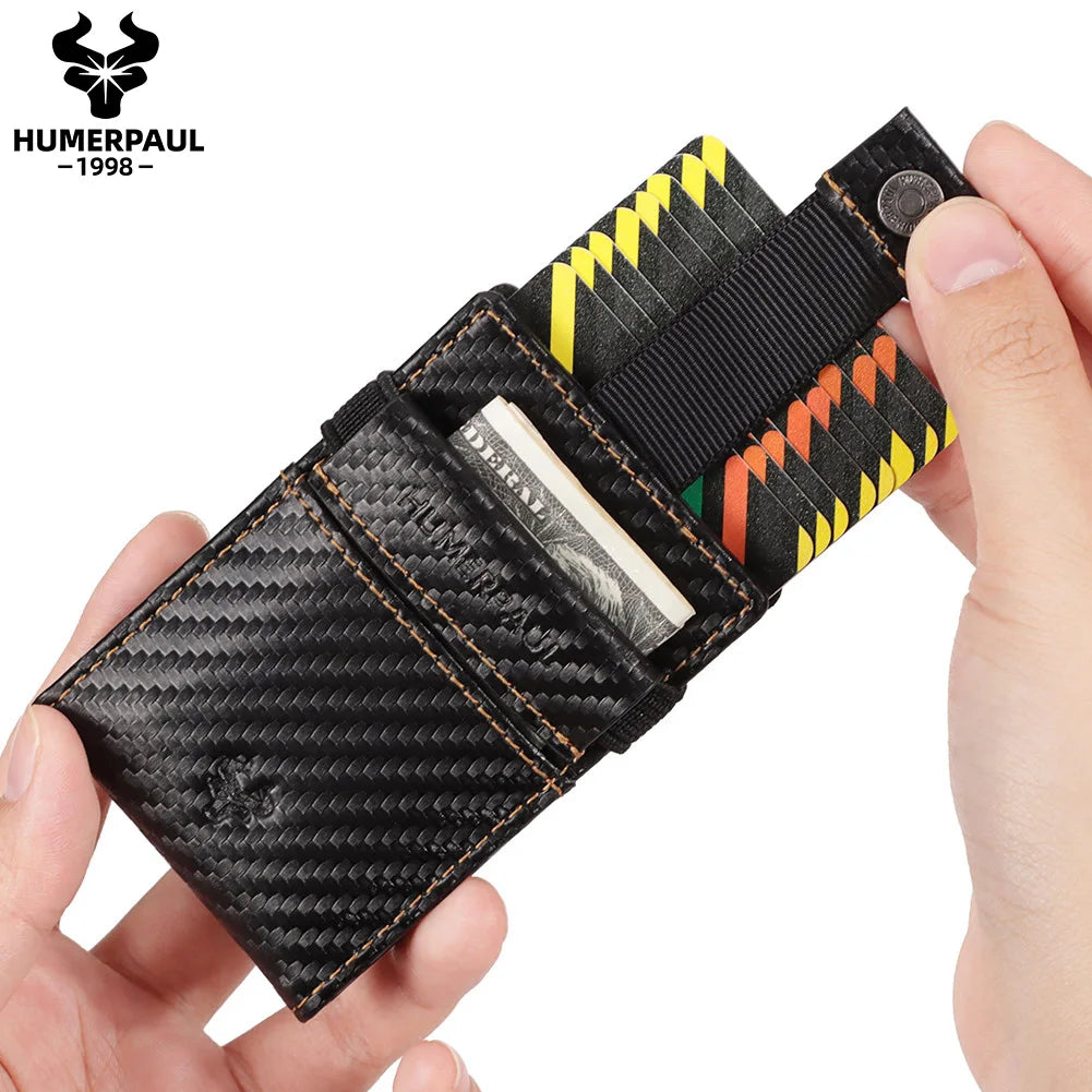 Portefeuille porte-cartes homme en cuir véritable compact avec clip et fermeture sécurisée — photo 6