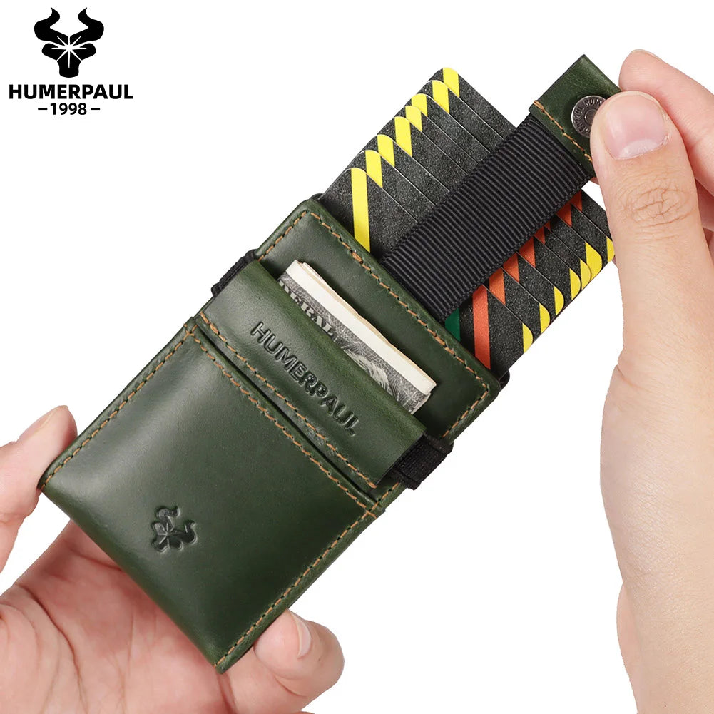Portefeuille porte-cartes homme en cuir véritable compact avec clip et fermeture sécurisée — photo 7
