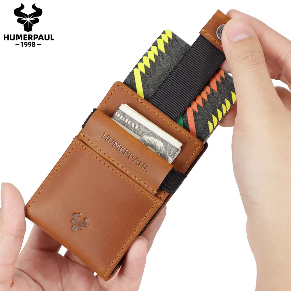 Portefeuille porte-cartes homme en cuir véritable compact avec clip et fermeture sécurisée — photo 9