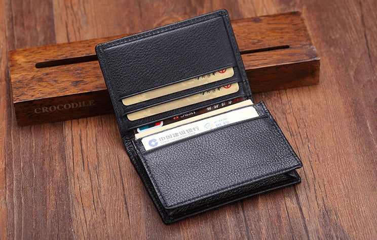Porte-cartes en cuir véritable pour homme et femme – Porte-cartes de luxe, avec plusieurs emplacements pour cartes, style business — photo 2