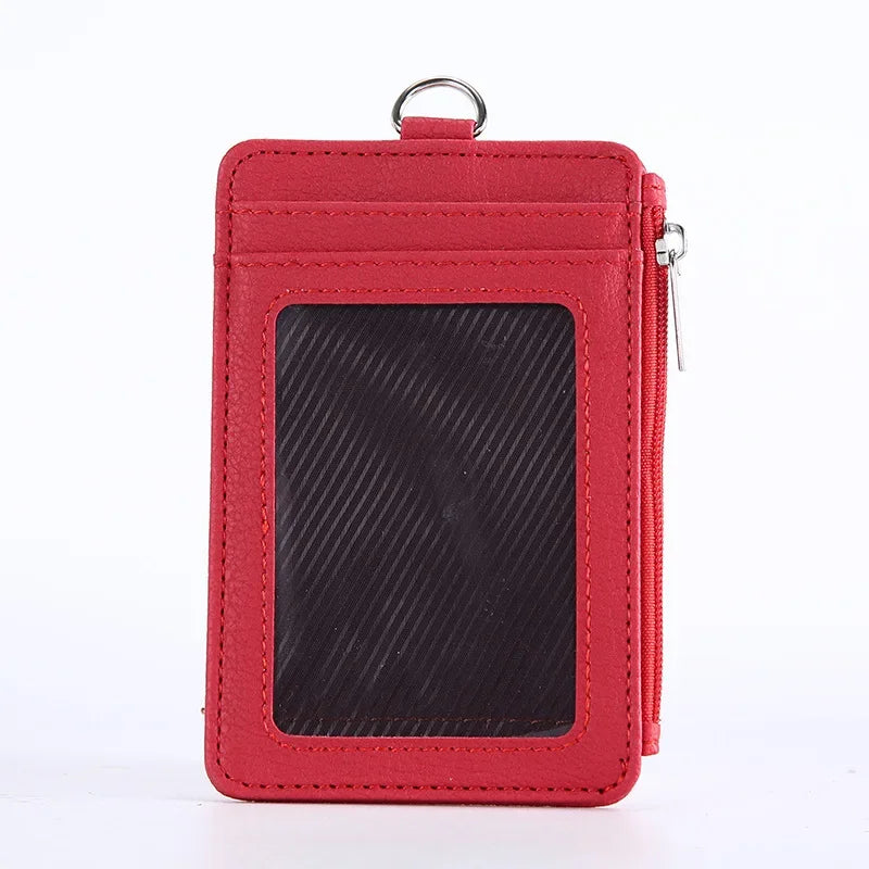 Porte-cartes compact en cuir PU avec fermeture zippée unisexe mini portefeuille — photo 3