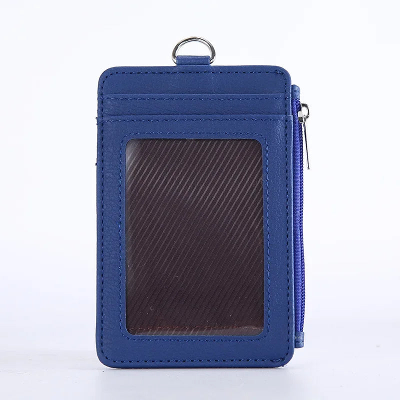 Porte-cartes compact en cuir PU avec fermeture zippée unisexe mini portefeuille — photo 4