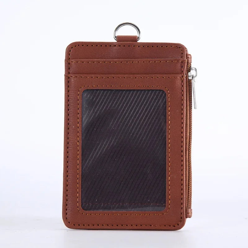 Porte-cartes compact en cuir PU avec fermeture zippée unisexe mini portefeuille — photo 6 Image