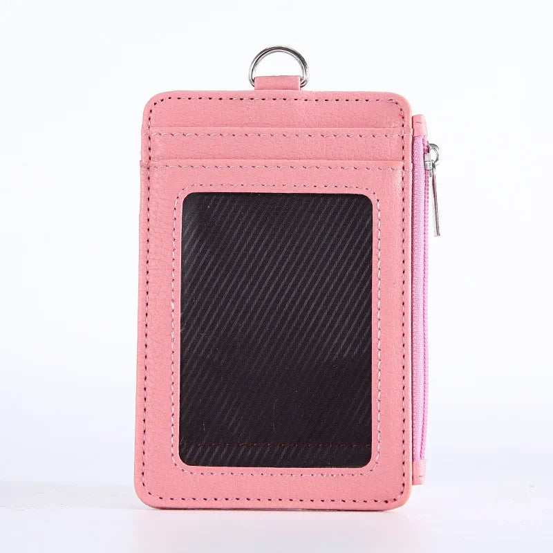 Porte-cartes compact en cuir PU avec fermeture zippée unisexe mini portefeuille — photo 7