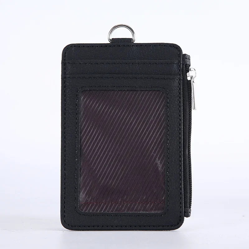 Porte-cartes compact en cuir PU avec fermeture zippée unisexe mini portefeuille — photo 9