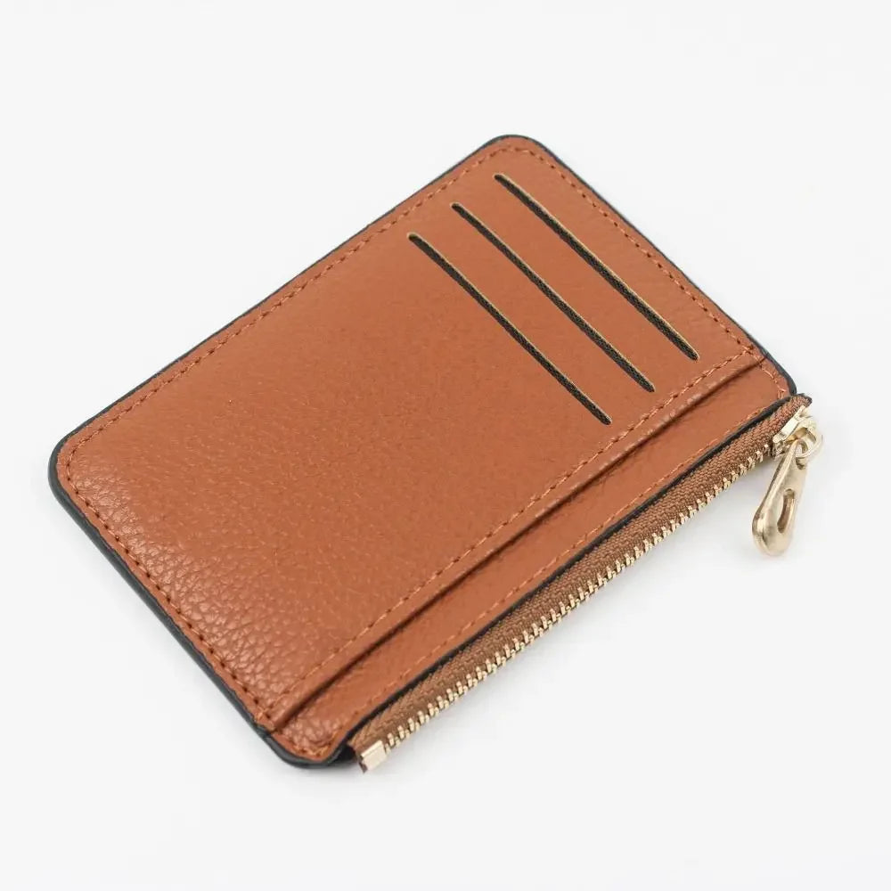 Porte-cartes zippé en cuir PU compact ultra fin avec compartiment monnaie — photo 10