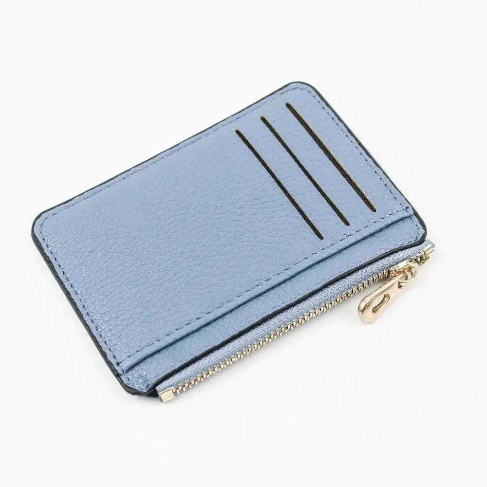 Porte-cartes zippé en cuir PU compact ultra fin avec compartiment monnaie — photo 11