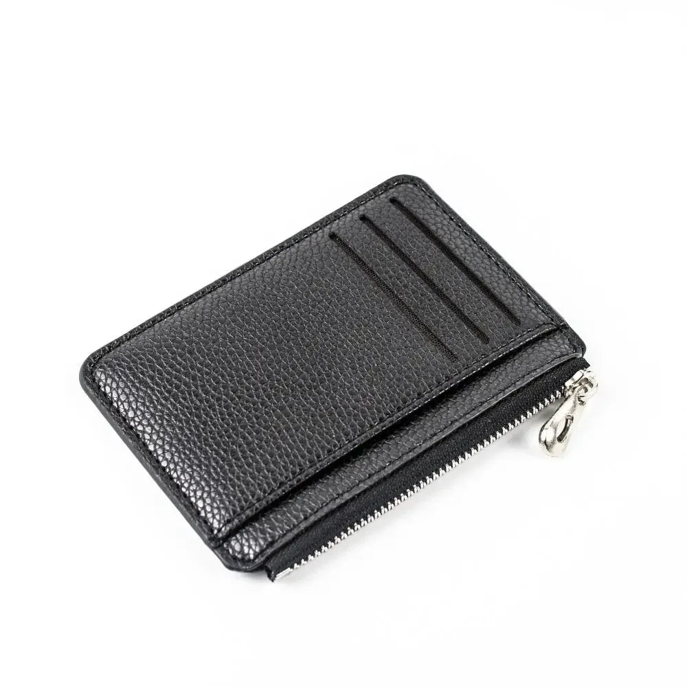 Porte-cartes zippé en cuir PU compact ultra fin avec compartiment monnaie — photo 12