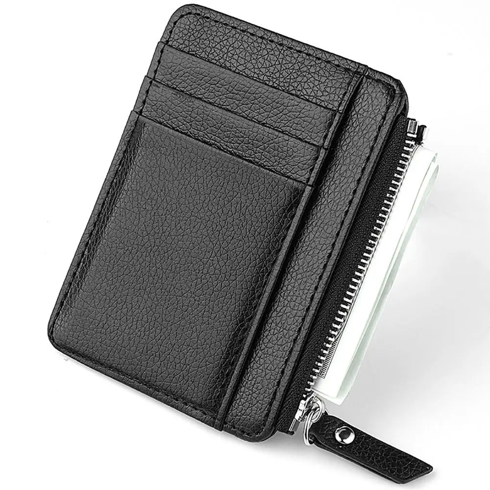 Porte-cartes zippé en cuir PU compact ultra fin avec compartiment monnaie — photo 2
