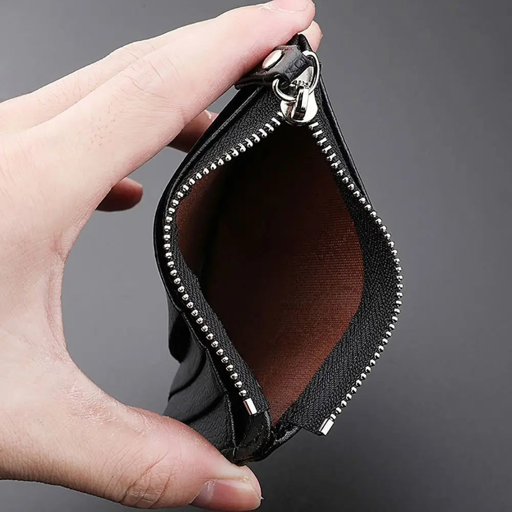 Porte-cartes zippé en cuir PU compact ultra fin avec compartiment monnaie — photo 3