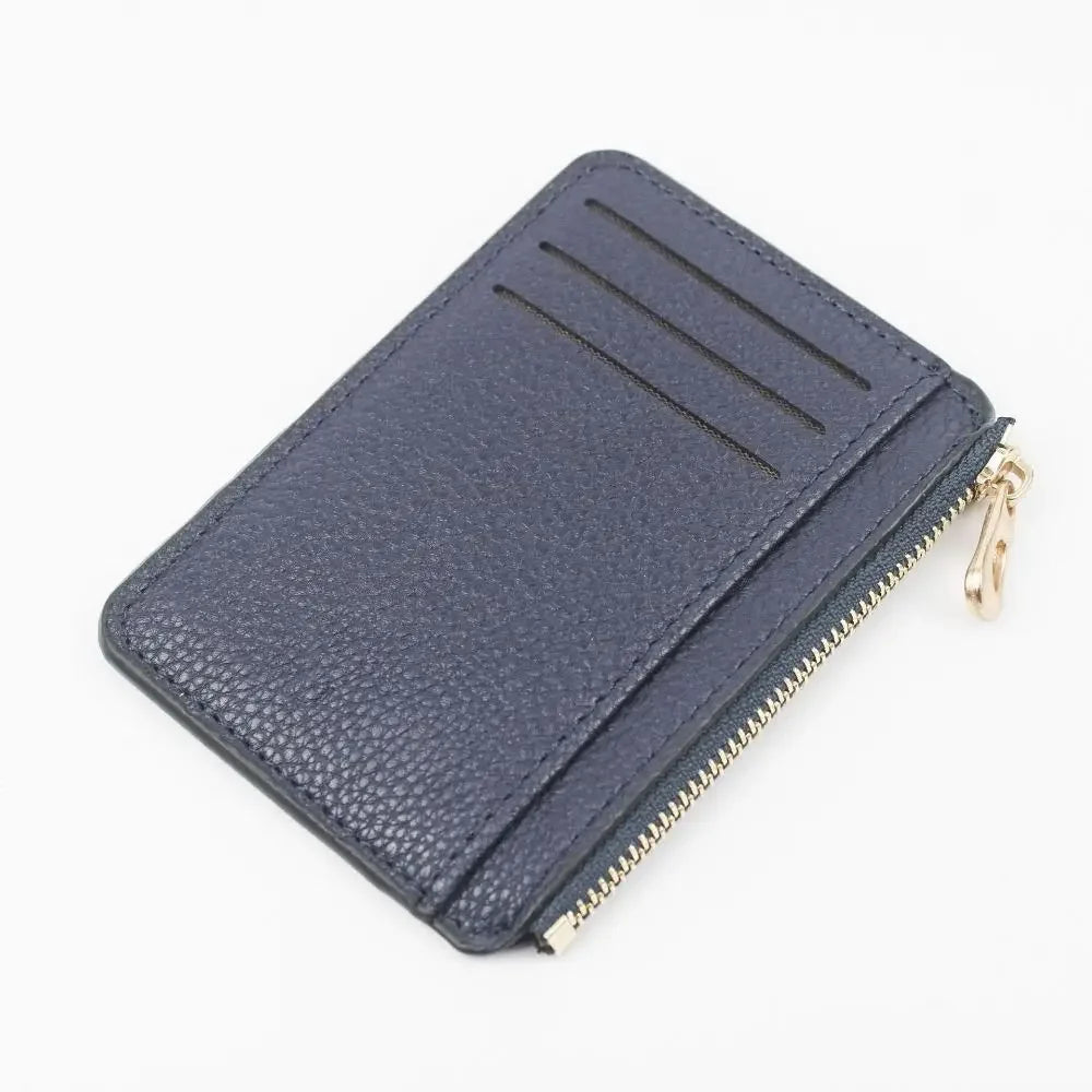 Porte-cartes zippé en cuir PU compact ultra fin avec compartiment monnaie — photo 8