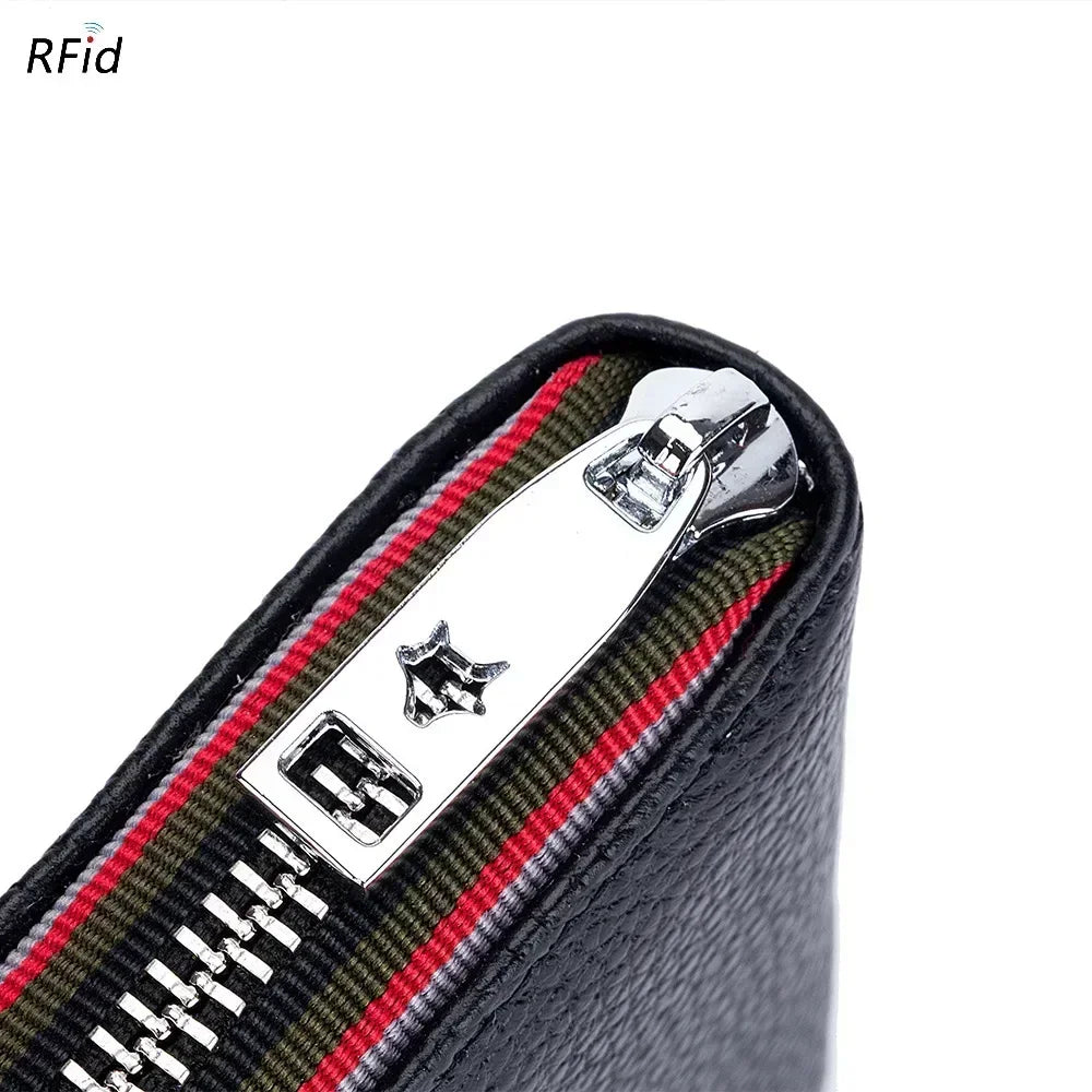 Porte-cartes en cuir véritable zippé avec RFID compact unisexe accordéon — photo 5