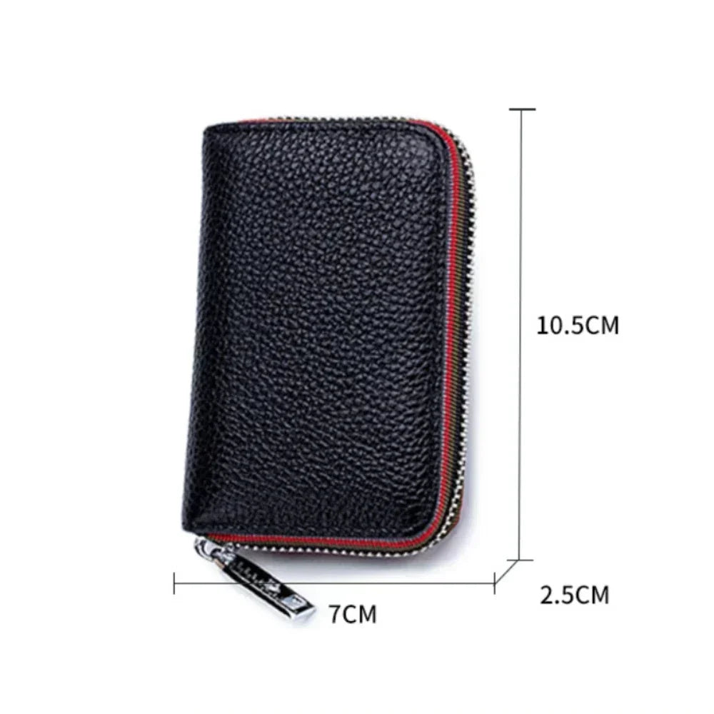 Porte-cartes en cuir véritable zippé avec RFID compact unisexe accordéon — photo 7
