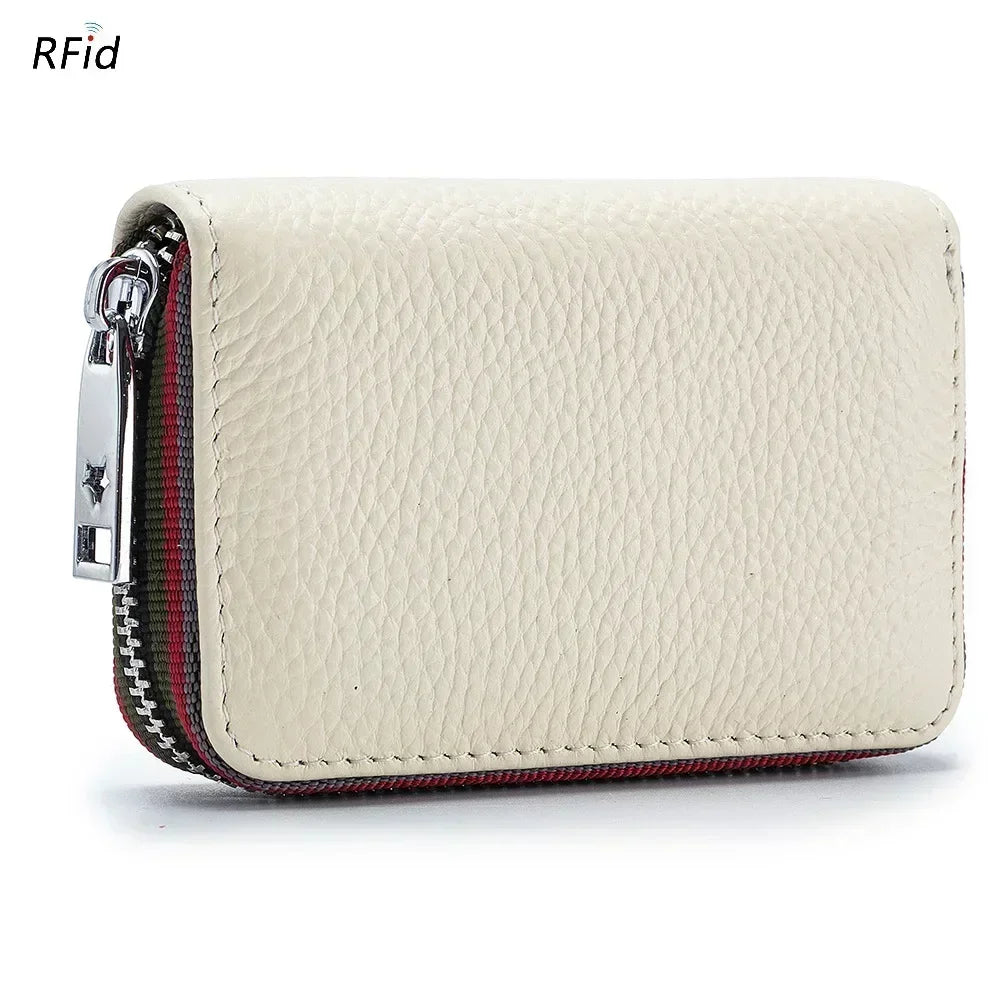 Porte-cartes en cuir véritable zippé avec RFID compact unisexe accordéon — photo 8