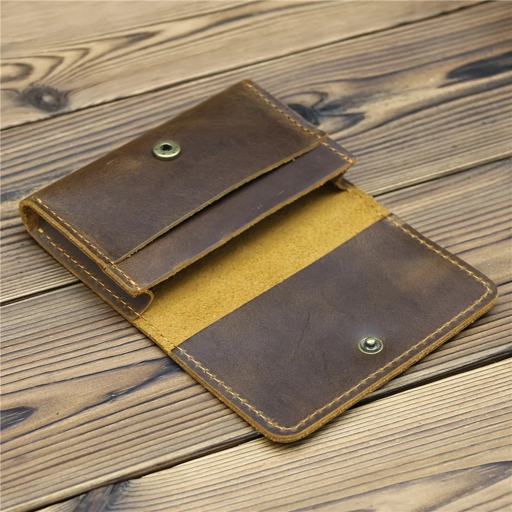 Porte-cartes en cuir véritable compact avec bouton pression pour cartes et identité — photo 3