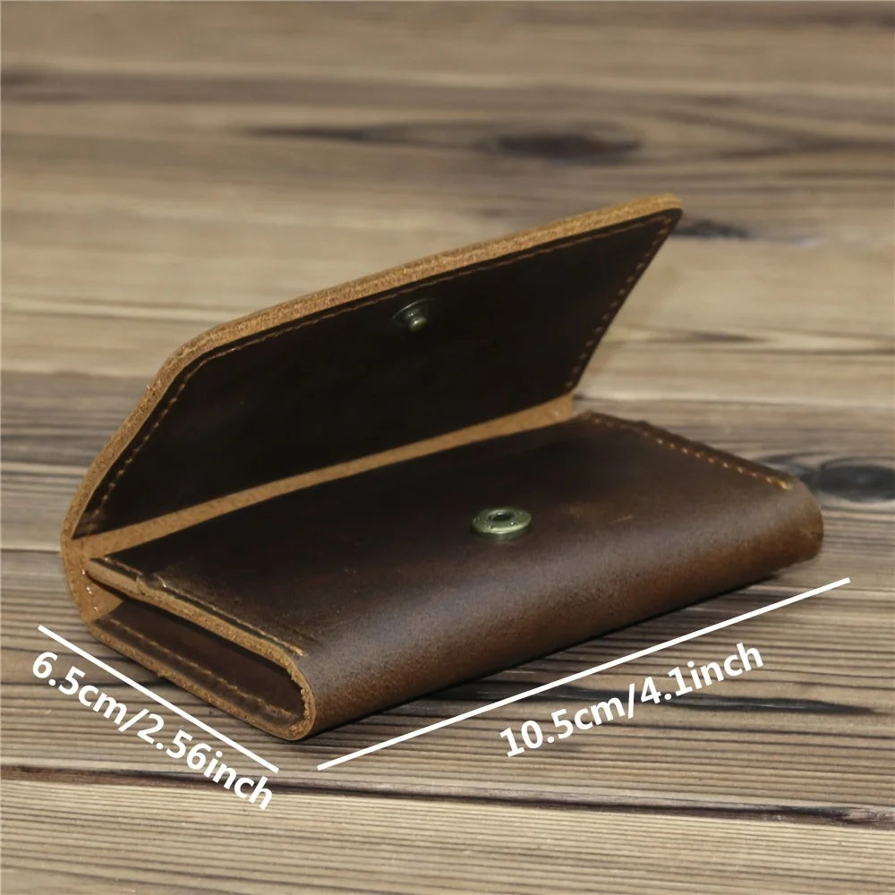 Porte-cartes en cuir véritable compact avec bouton pression pour cartes et identité — photo 5
