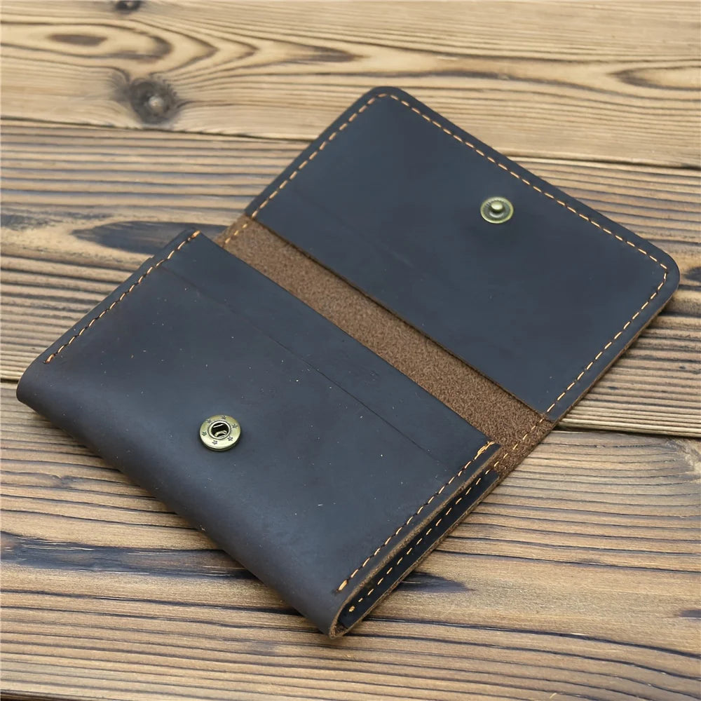 Porte-cartes en cuir véritable compact avec bouton pression pour cartes et identité — photo 6