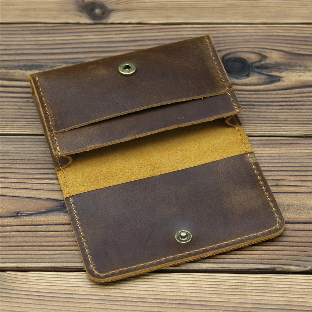Porte-cartes en cuir véritable crazy horse vintage avec protection rfid et clip — photo 4
