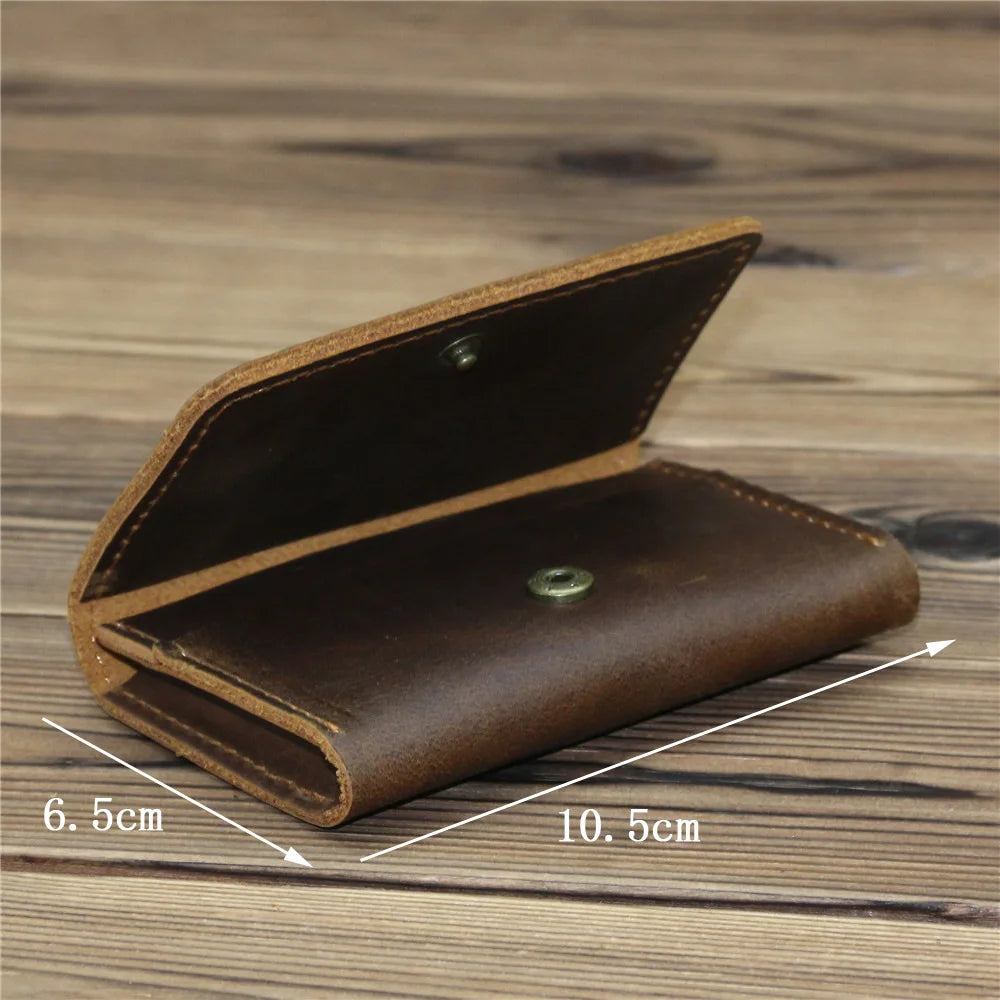 Porte-cartes en cuir véritable crazy horse vintage avec protection rfid et clip — photo 7