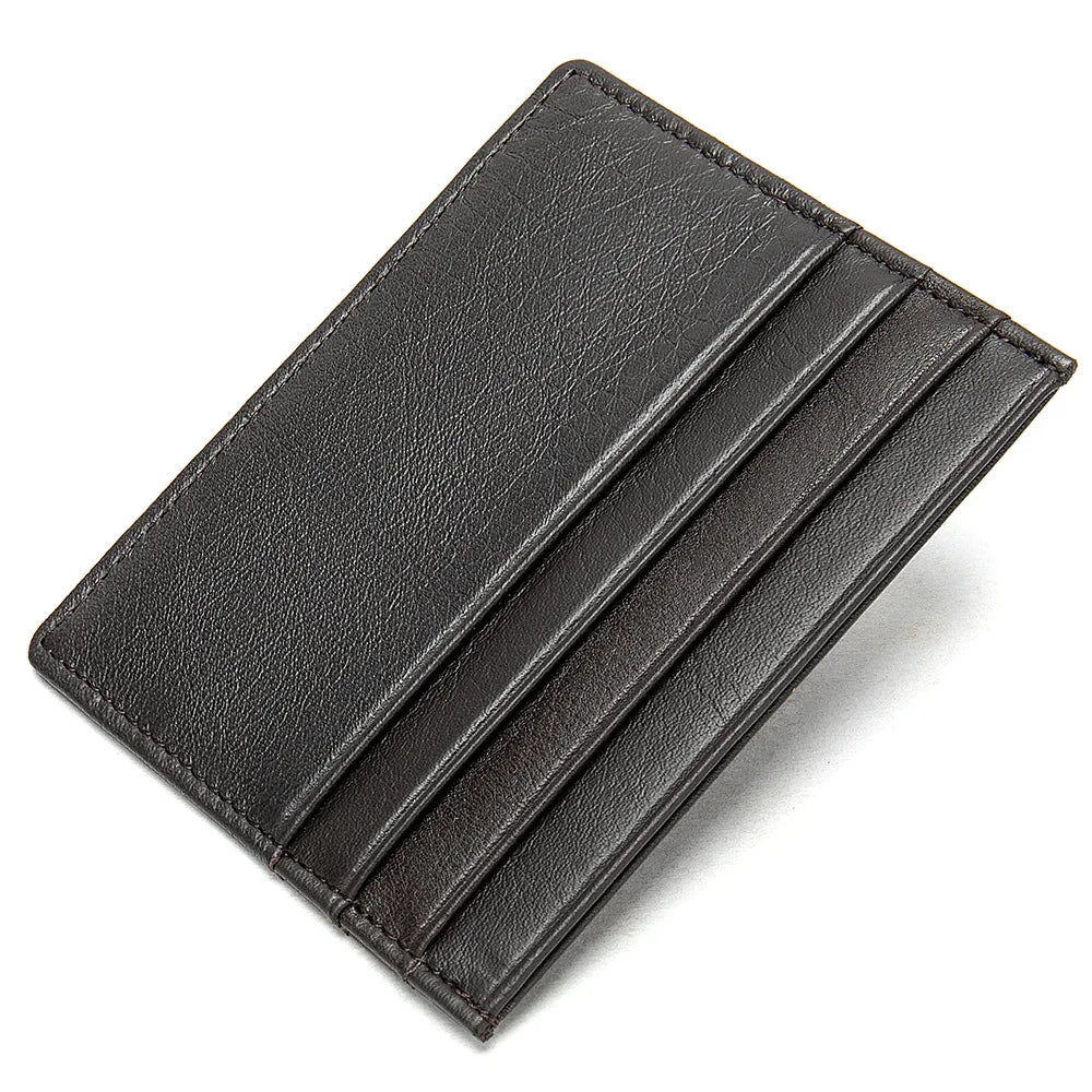Porte-cartes slim en cuir véritable avec 7 emplacements pour cartes compact unisexe — photo 3