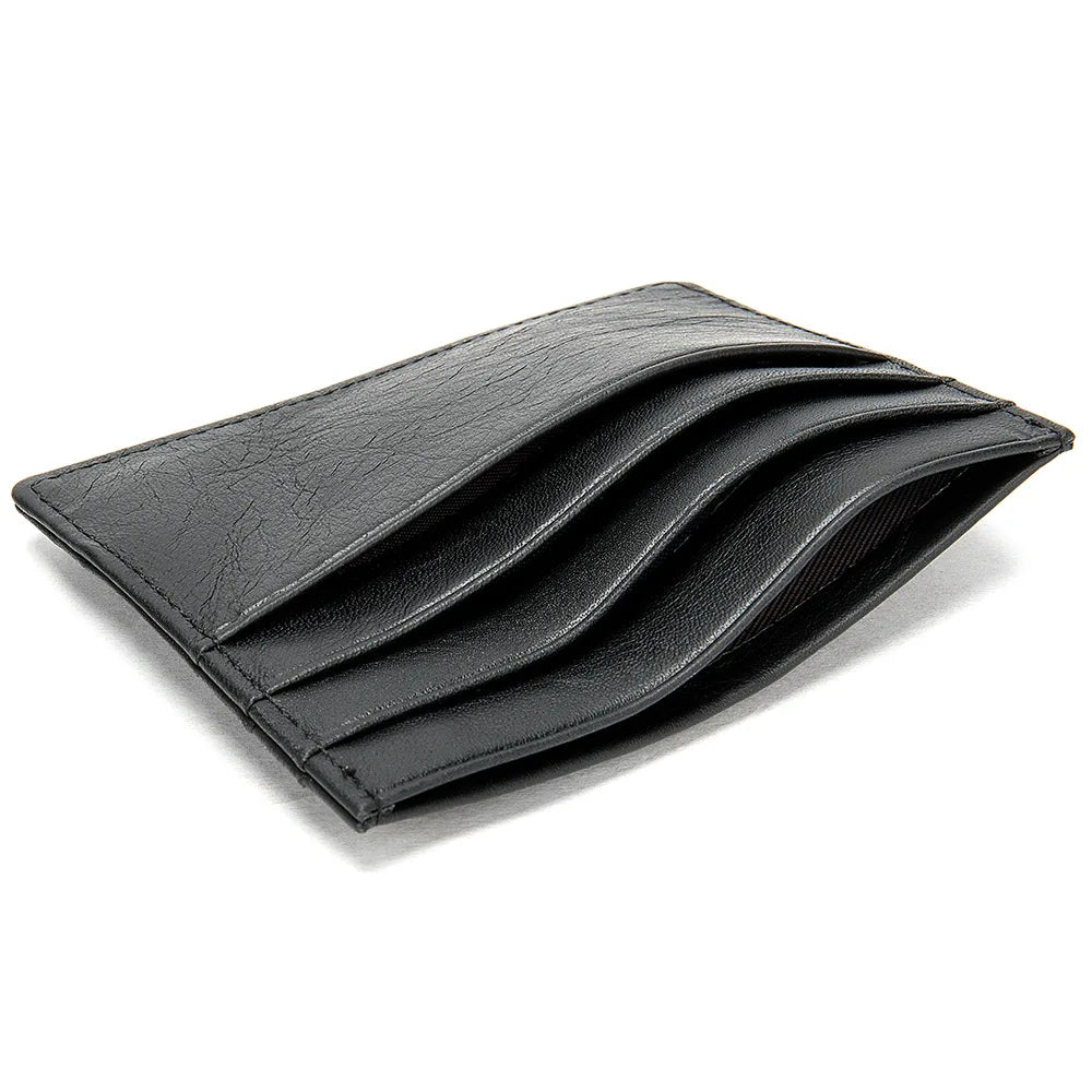 Porte-cartes slim en cuir véritable avec 7 emplacements pour cartes compact unisexe — photo 4