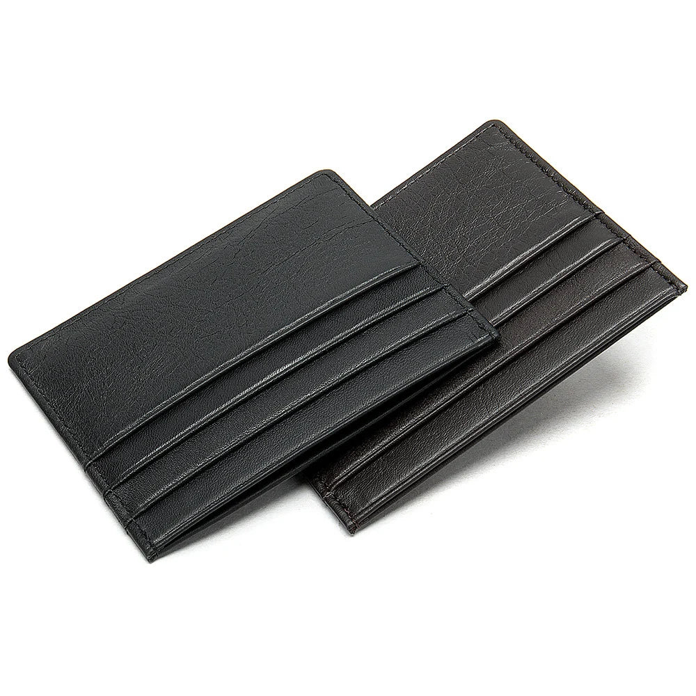 Porte-cartes slim en cuir véritable avec 7 emplacements pour cartes compact unisexe — photo 5