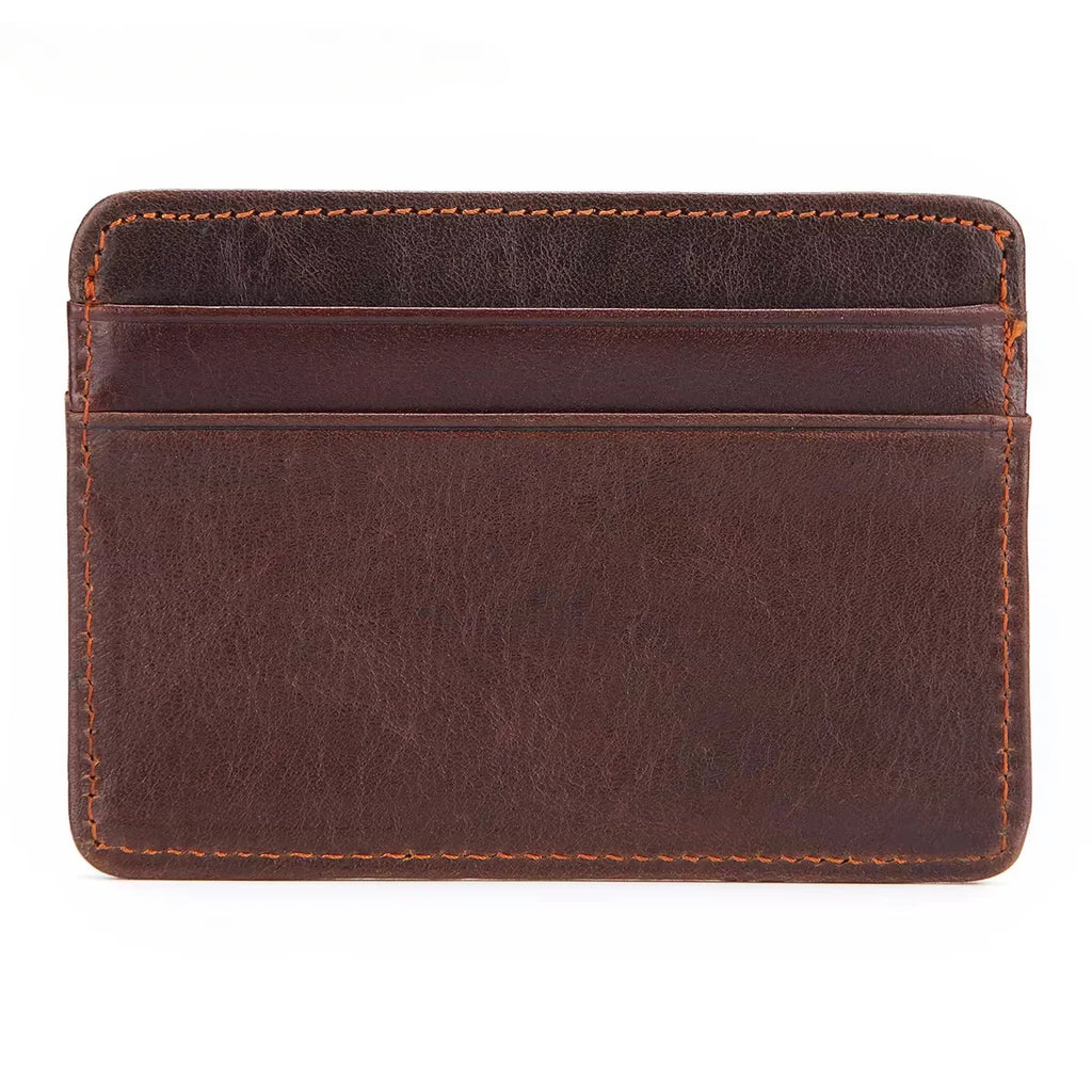 Porte-cartes en cuir véritable vintage compact avec multi-emplacements pour cartes — photo 10
