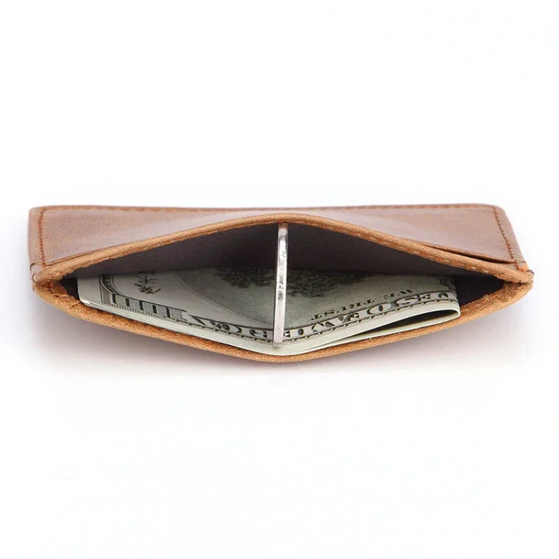 Porte-cartes en cuir véritable vintage compact avec multi-emplacements pour cartes — photo 4