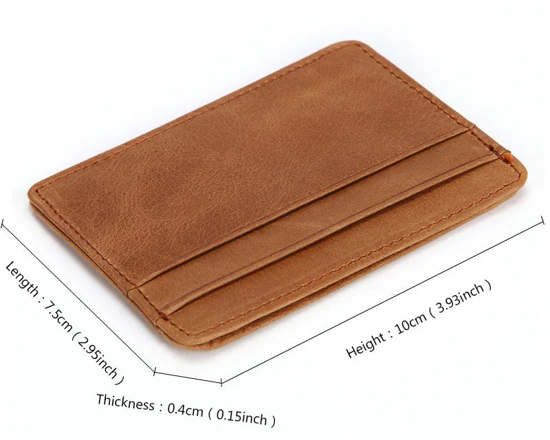 Porte-cartes en cuir véritable vintage compact avec multi-emplacements pour cartes — photo 6