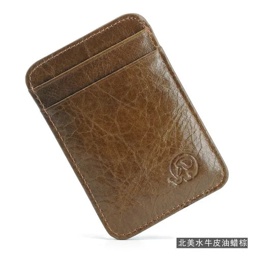 Porte-cartes en cuir véritable vintage compact avec multi-emplacements pour cartes — photo 7