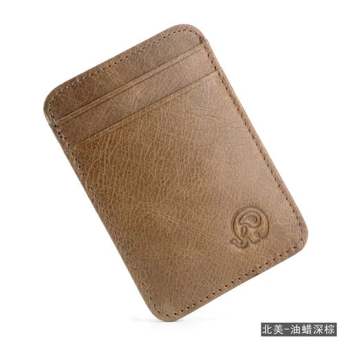 Porte-cartes en cuir véritable vintage compact avec multi-emplacements pour cartes — photo 8